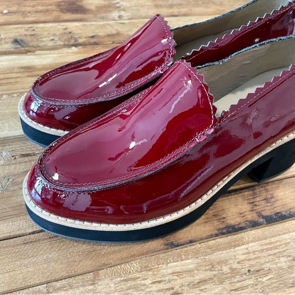 Eileen Fisher Harria Platform Maroon Patent Loafers - Picture 6 of 13